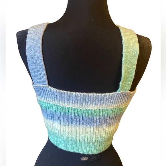 Bailey Rose Blue/Green Sweater Cropped Tank Top Medium - Picture 4 of 10